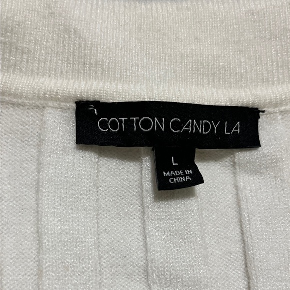 Cream Ribbed Wrap cropped Sweater - Picture 2 of 4